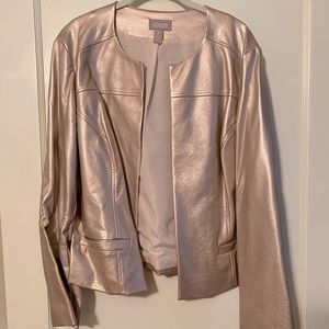 Chico’s Faux Leather Metallic Jacket - Size 3